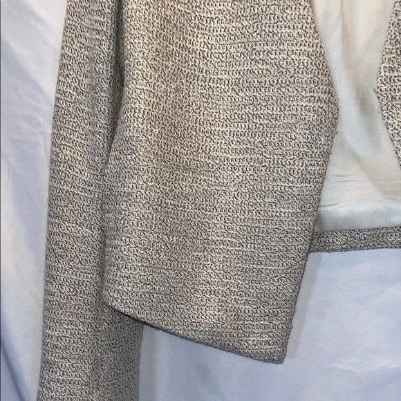 Alice & Olivia Elegant Women's Tweed Cream and Black Fine Leather Jacket, Size 6 - Picture 14 of 14